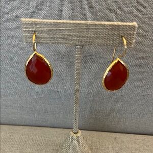 Elegant Vermeil Gold and Red Teardrop Earrings